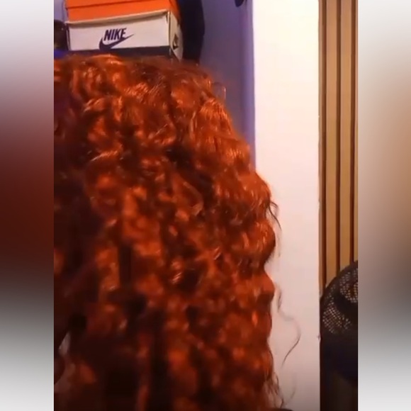 200% Density 18” Reddish Brown 13x4 Human Hair Water Wave Lace Frontal Wig - Picture 10 of 11